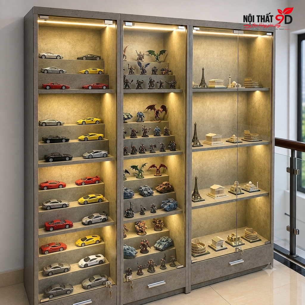 Tủ kính trưng bày mô hình 1m6x1m8x30 ( T161M8)