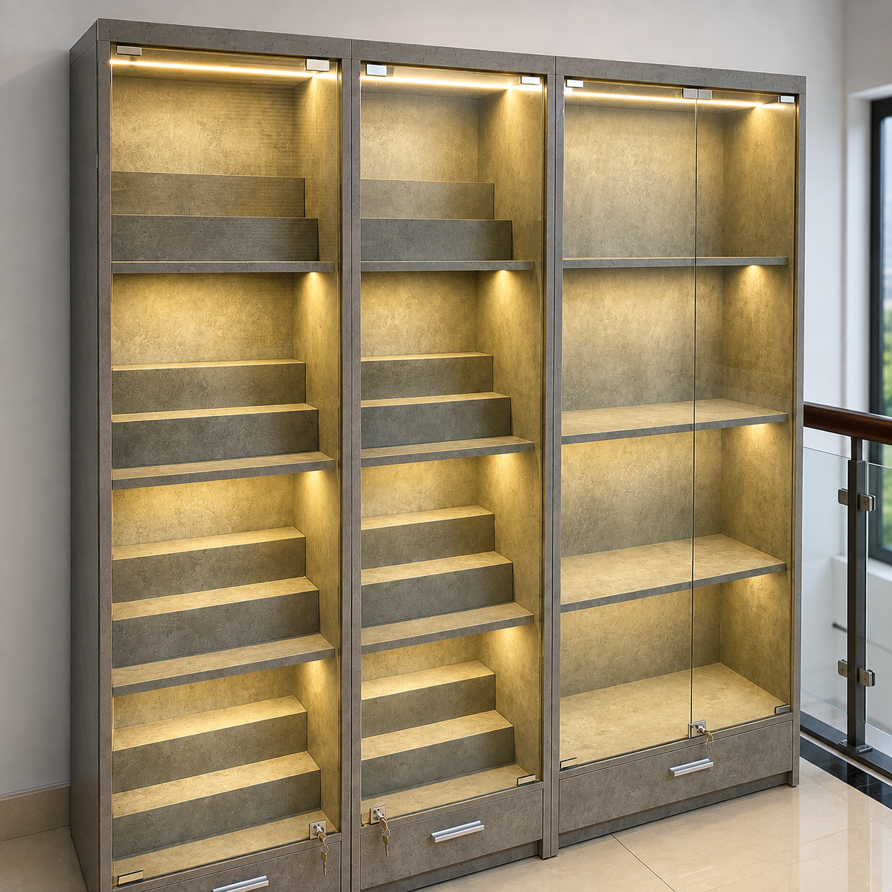 Tủ kính trưng bày mô hình 1m6x1m8x30 ( T161M8) - Ảnh 2