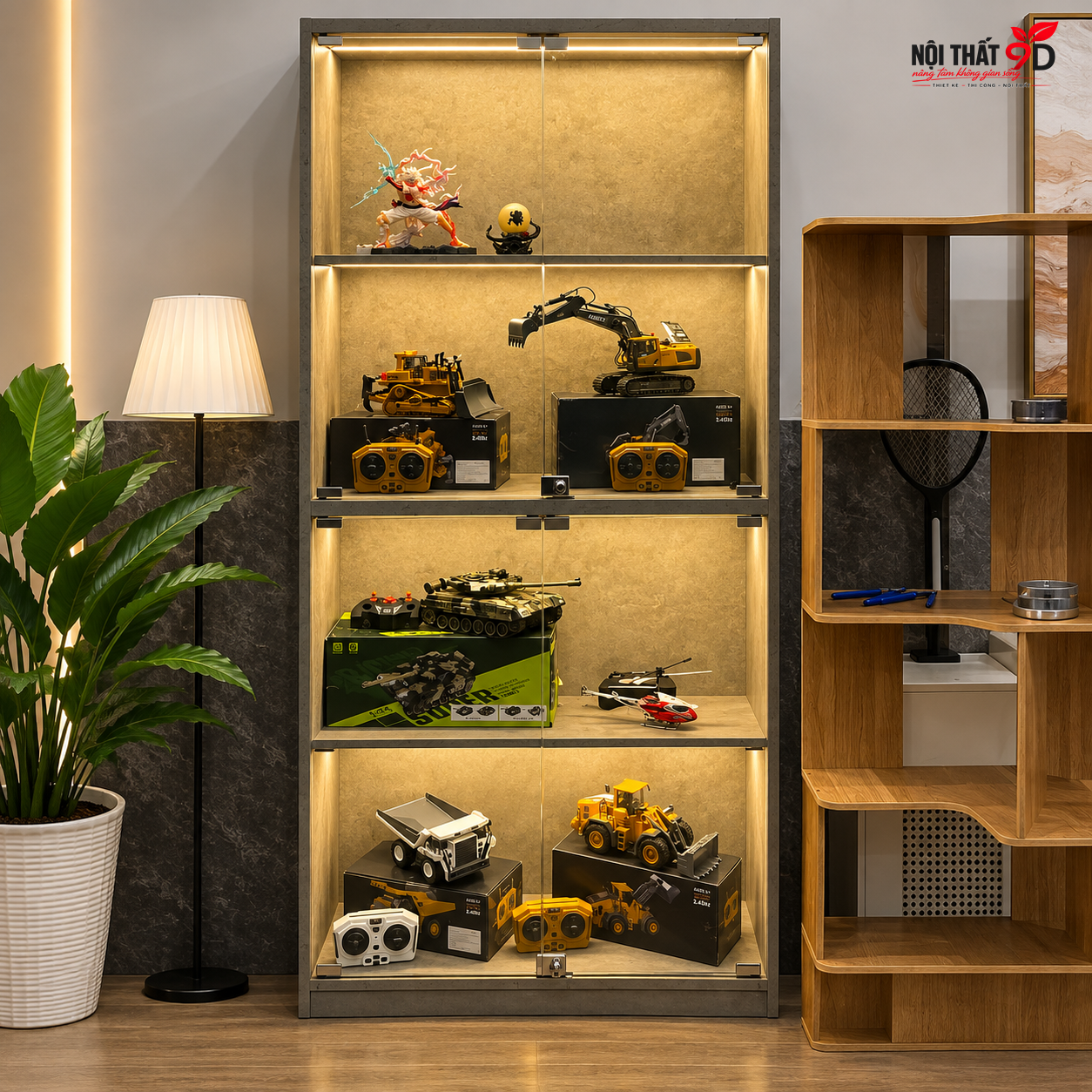 Tủ kính trưng bày mô hình 4 tầng (T801M8)